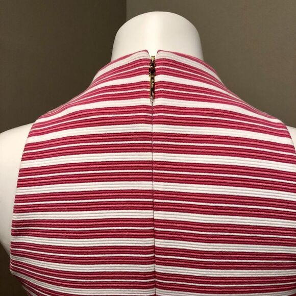 Lilly Pulitzer Dress Small Pink White Stripe Sleeveless Lined V Neck Back Zip - Picture 10 of 12